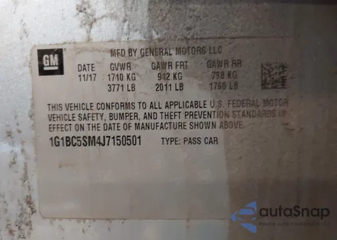 2018 Chevrolet Cruze Ls from USA, damaged, VIN 1G1BC5SM4J7150501